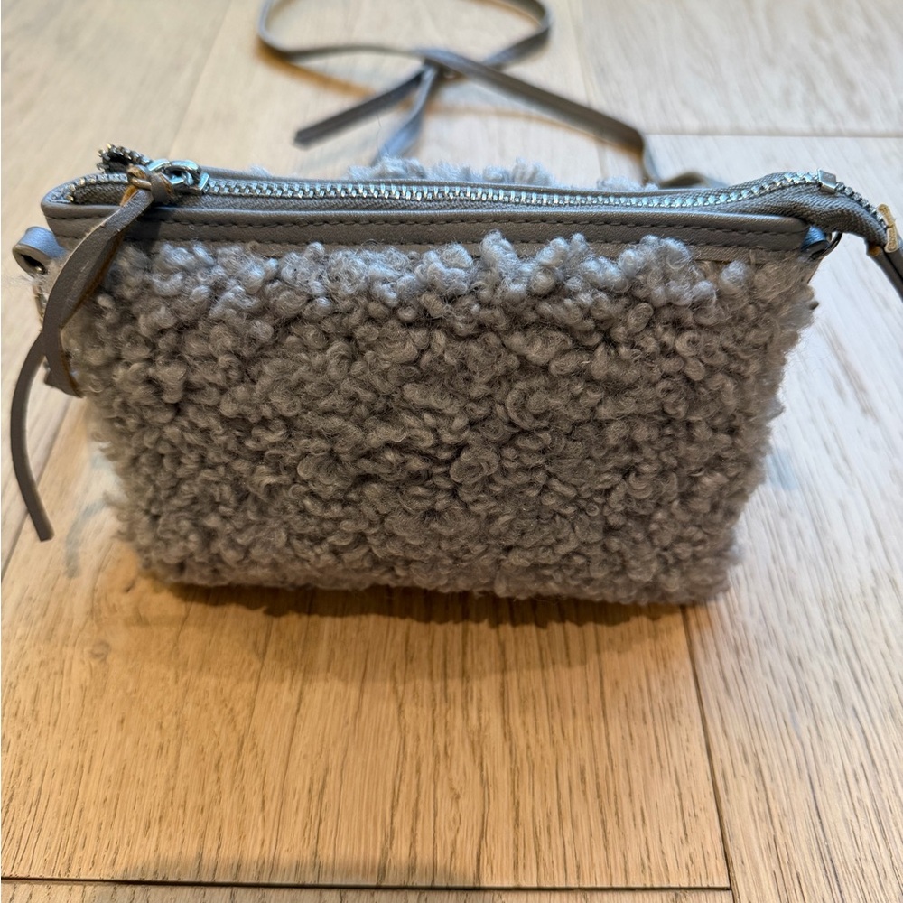 Girls Gray Crossbody Sherpa Mini Bag
